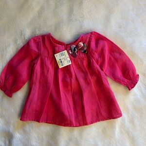 Healthtex Fuchsia Long-Sleeve Kids Dress with Bow